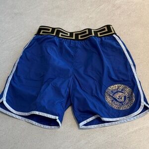 Versace Royal Blue swim Shorts with Gold Accents